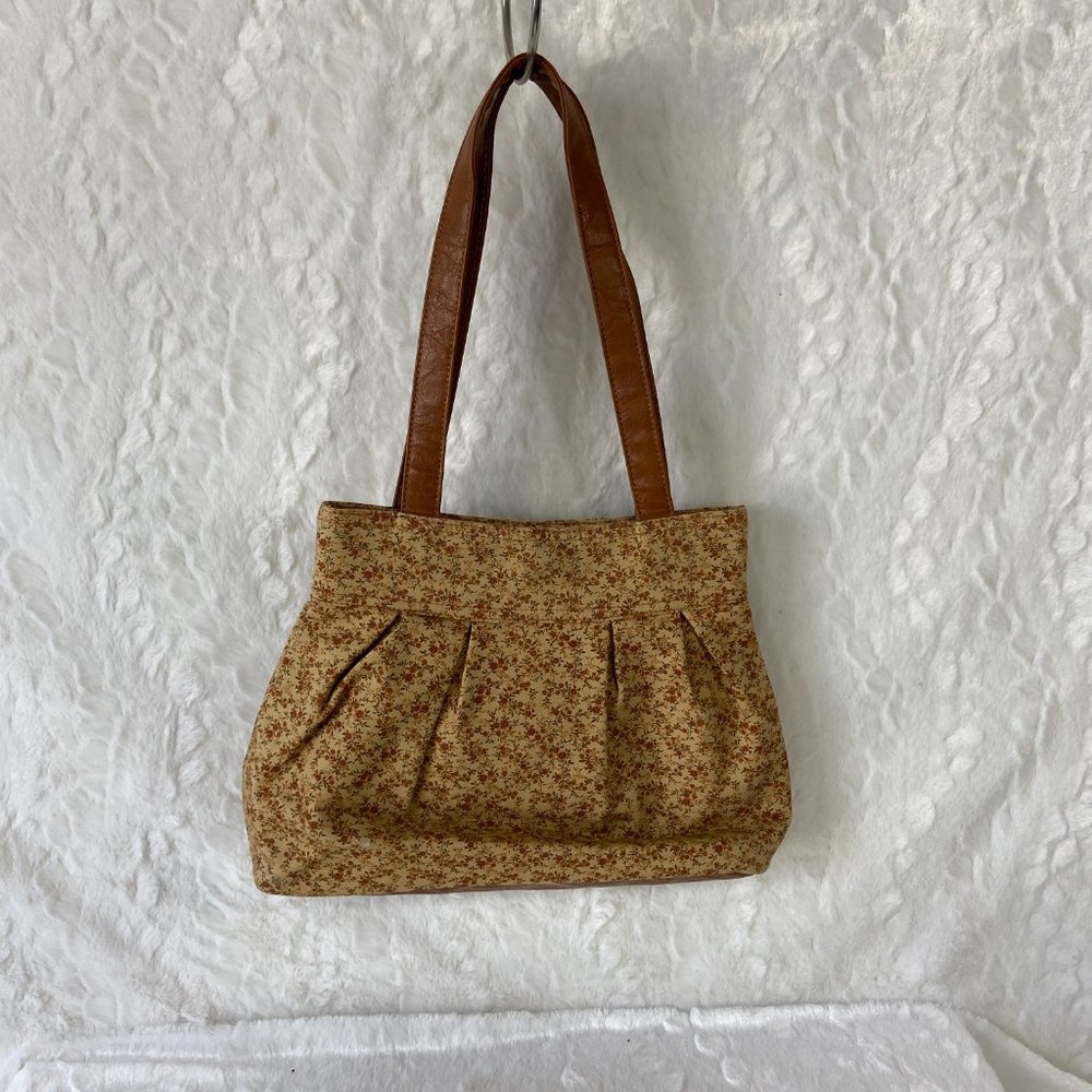 Longaberger Mini Floral Print  Purse Shoulder Handbag Beige Autumn Fall - Picture 3 of 7